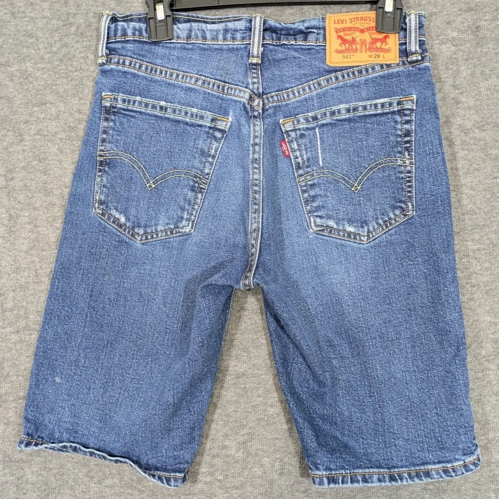 Levis 541 Denim Shorts Blue Jeans Distressed Mens Size 29 Waist